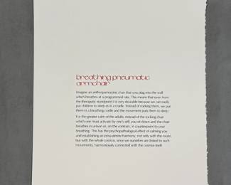 Title and justification page from "Breathing Pneumatic Armchair" "Breathing Pneumatic Armchair" from Salvador Dali’s “Objects and Imaginations of the Future” suite, 1975, wove paper