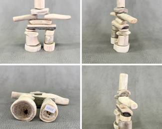 More views of the carved antler handcrafted Inukshuk figure, 5"W x 5.25"H x 1-3/8"D