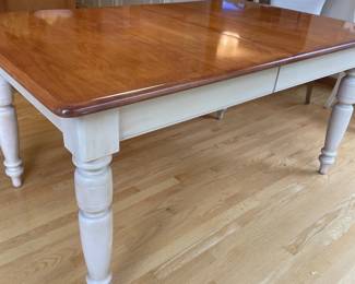 066 TwoTone Farmhouse Dining Table with Turned Legs