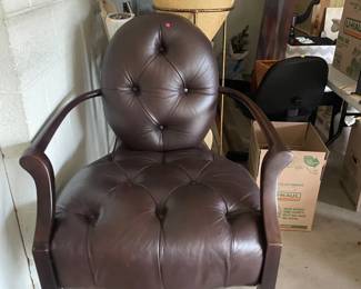 003 Tufted Brown Leather Arm Chair