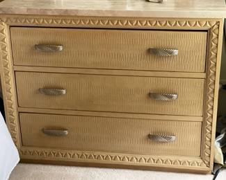 051 ThreeDrawer Dresser with Marble Top Lamp Set