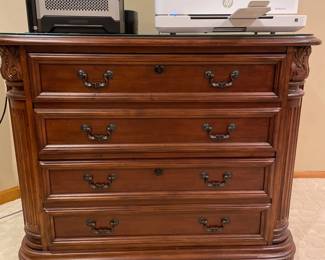 021 Ornate Cherry Wood Lateral File Cabinet