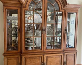 081 Large Traditional Burl Wood China Display Cabinet