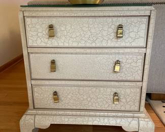 058 Crackle Finish ThreeDrawer Chest Nightstand