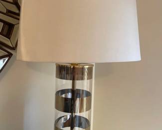 063 MidCentury Modern Lucite Chrome Cylinder Table Lamp