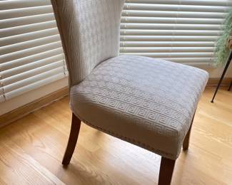 065 Upholstered Wingback Side Chair Greek Key Fabric
