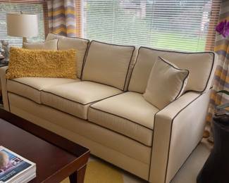 056 Cream sleeper sofa ThreeSeat Sofa with Dark Piping