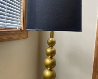 079 Pair of Gold Stacked Ball Table Lamp Black Shade
