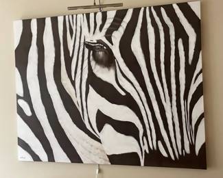 082 Large Zebra CloseUp Original Oil Painting