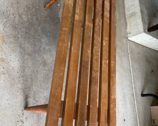 015 Vintage Slatted Wood Outdoor Bench