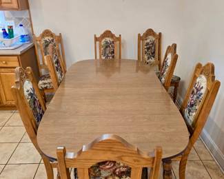 vintage solid oak dining table set