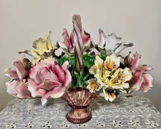 mid-century Italian ceramic floral centerpiece