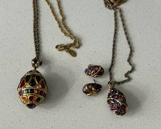 Joan Rivers jeweled Egg necklaces and earrings