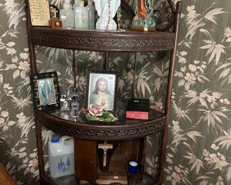 Metal and glass corner shelf