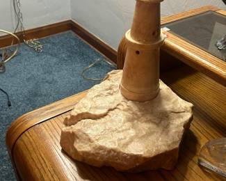 Alabaster stone lighthouse lamp