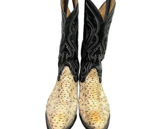 Vtg Tony Lama Snakeskin Cowboy Boots