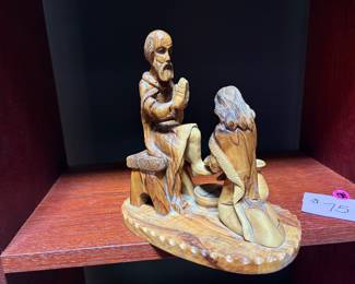 Jesus washing Peter's feet. made of olive wood