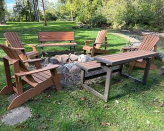 Composite wood adirondack chairs and benches (LIFETIME)
