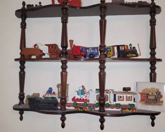(2) of (2) ornate wall shelves (small collectable trains
