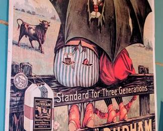 Vintage Bull Durham tobacco advertising poster