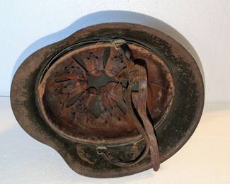 German helmet with leather insert & strap