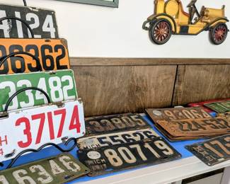 Antique porcelain license plates