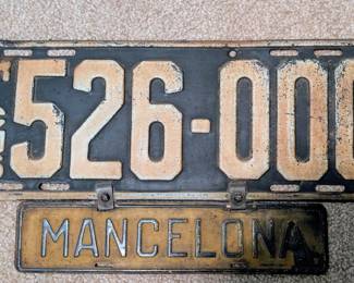 Interesting 1926 Michigan license plate with a mancelona plate