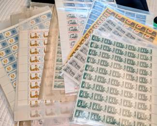 Full sheets vintage postage stamps