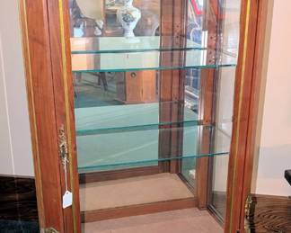 Stunning! Antique French vitrine with adjustable shelves & marble top