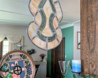 A few stained glass pieces, colored glass