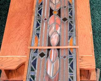 Gorgeous antique stained glass panel framed