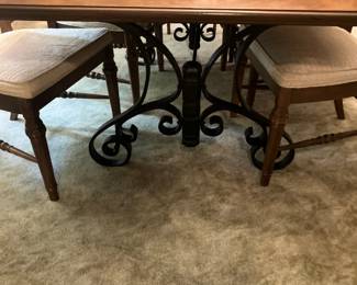 ornamental iron base on dining table