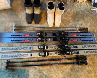 Dynastar skis, Rossignol skis, ski poles, ski boots