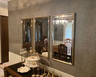 3 Beveled mirrors with gilded grames