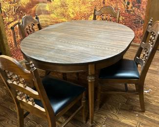 1960's table w 1 leaf and 5 chairs