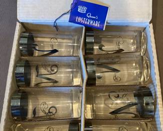 set of 8 Queen's lusterware tumblers in original box