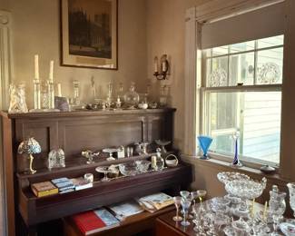 Antique glass, grand piano