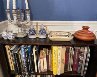 Books, pottery, hand painted ceramics