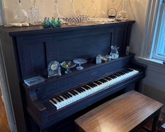 Ivory keyed vintage piano w/ bench