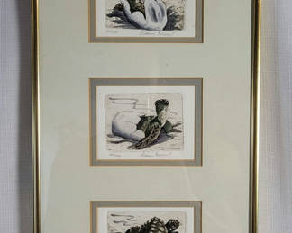 Lot 24: Adorable Signed Turtle Art Artwork Etchings