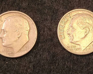 Lot 56: Vintage Silver Roosevelt Dimes x4