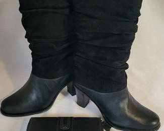 Lot 54: New Suede High Healed Boots & New Leather Wallet (#3)