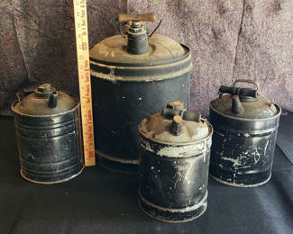 Lot 37: Lot of 4 Antique Black Gas Cans
