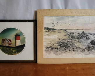 Lot 115: Lot or 2 Seaside Watercolor Paintings
