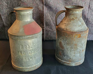 Lot 16: Lot of 2 Antique Metal Dairy Cans