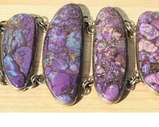 Sterling & Purple Copper Turquoise Statement Braclet