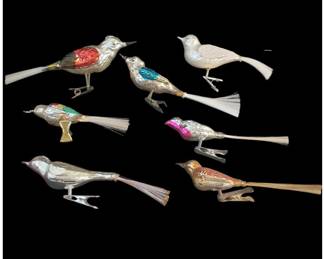 Victorian Antique & Vntg Murcury Clip Bird Ornaments
