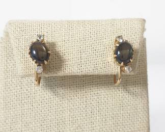 Vintage 14k Yellow Gold Cat’s Eye Screwback Earrings