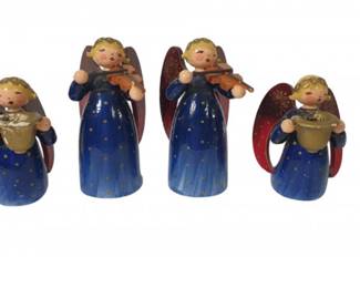 Four Vintage Erzebirge Wooden Angel's German