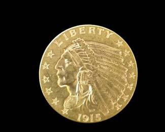 Gold 1915 Indian Head $2.50 Quarter Eagle Coin